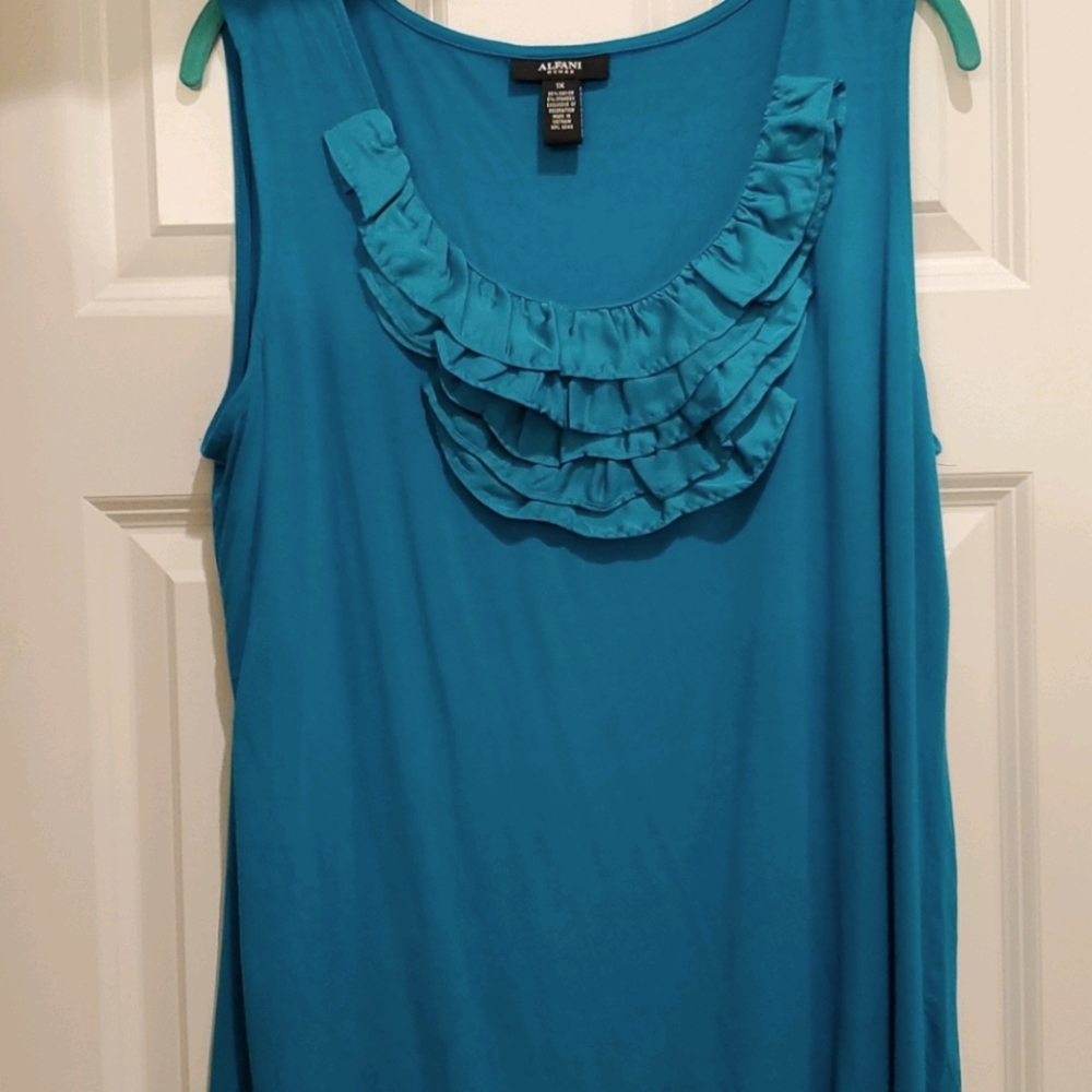 Alfani teal ruffle tank
